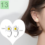 Davis Sterling Silver Flower Charm Stud Earrings for Women