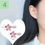 Davis Sterling Silver Flower Charm Stud Earrings for Women