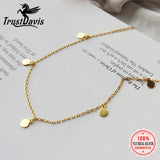 TrustDavis 925 Silver Round Choker Necklace Chain Charm Women Jewelry ED332