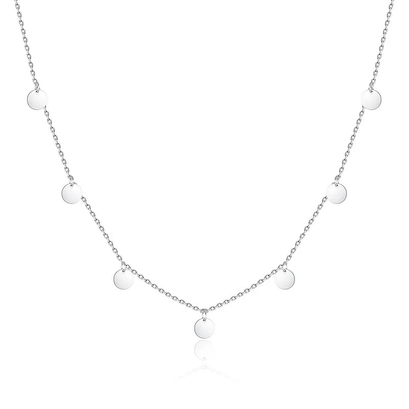 TrustDavis Round Choker Necklace Link Chain Charm For Women 925 Sterling Silver