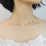 TrustDavis Round Choker Necklace Link Chain Charm For Women 925 Sterling Silver