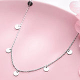 TrustDavis Round Choker Necklace Link Chain Charm For Women 925 Sterling Silver