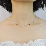 TrustDavis Round Choker Necklace Link Chain Charm For Women 925 Sterling Silver