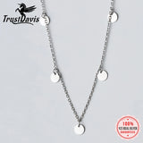 TrustDavis Round Choker Necklace Link Chain Charm For Women 925 Sterling Silver