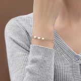 TrustDavis S925 Silver Baroque Pearl Bracelet Women Party Gift K044