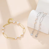 TrustDavis S925 Silver Baroque Pearl Bracelet Women Party Gift K044