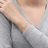 TrustDavis S925 Silver Baroque Pearl Bracelet Women Party Gift K044