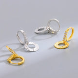 TrustDavis S925 Silver Drop Earrings Hollow Round Beads Set Zircon Women