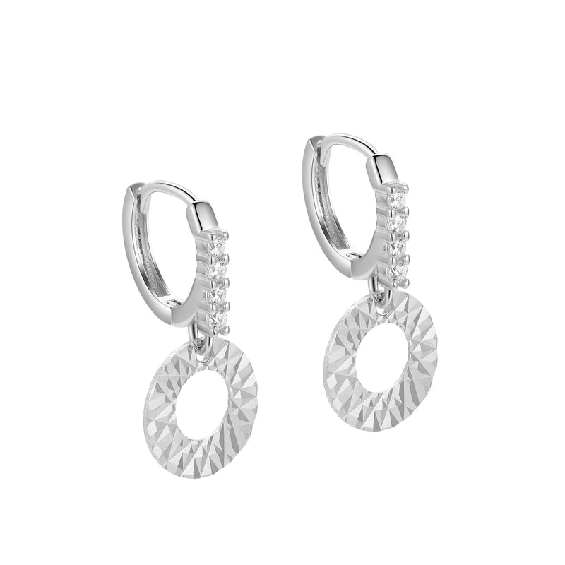 TrustDavis S925 Silver Drop Earrings Hollow Round Beads Set Zircon Women