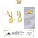 TrustDavis S925 Silver Drop Earrings Hollow Round Beads Set Zircon Women