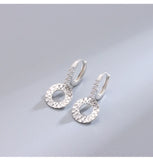 TrustDavis S925 Silver Drop Earrings Hollow Round Beads Set Zircon Women