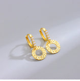 TrustDavis S925 Silver Drop Earrings Hollow Round Beads Set Zircon Women