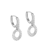 TrustDavis S925 Silver Drop Earrings Hollow Round Beads Set Zircon Women