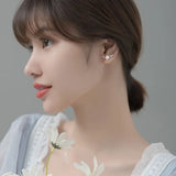 TrustDavis S925 Shell Flower CZ Stud Earring Wedding Party