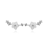 TrustDavis S925 Shell Flower CZ Stud Earring Wedding Party