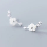 TrustDavis S925 Shell Flower CZ Stud Earring Wedding Party