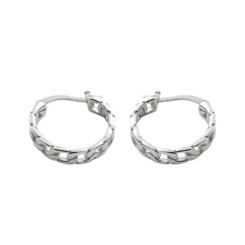 TrustDavis Small Hoop Earrings 925 Silver Chain Style DS1670