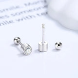 925 Silver Screw Stud Earrings Zircon Girls Birthday Gift