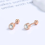925 Silver Screw Stud Earrings Zircon Girls Birthday Gift