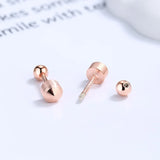 925 Silver Screw Stud Earrings Zircon Girls Birthday Gift