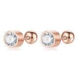 925 Silver Screw Stud Earrings Zircon Girls Birthday Gift
