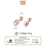 925 Silver Screw Stud Earrings Zircon Girls Birthday Gift