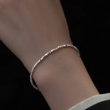 TrustDavis 925 Silver Green Stone Chain Bracelet for Daughter Girl
