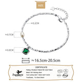 TrustDavis 925 Silver Green Stone Chain Bracelet for Daughter Girl