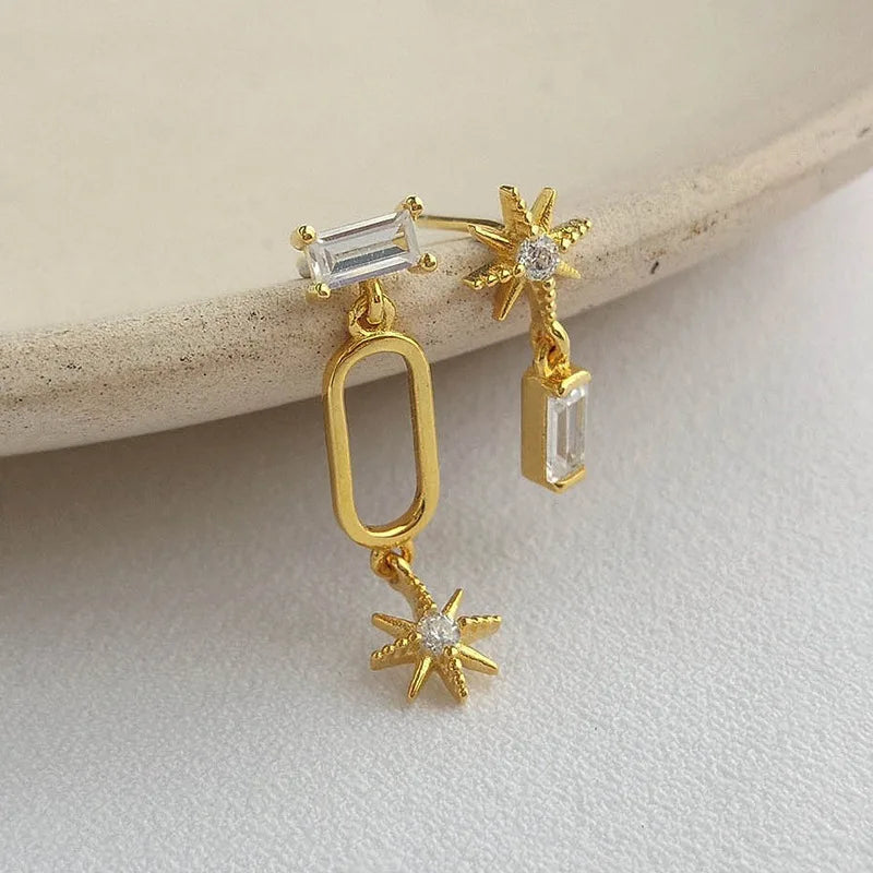 TrustDavis Star Earring 925 Sterling Silver Stud Earring For Women Girls