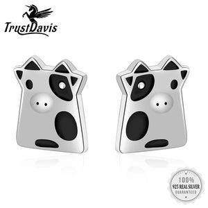 TrustDavis 925 Sterling Silver Cow Sweet Stud Earring Gift DA3190