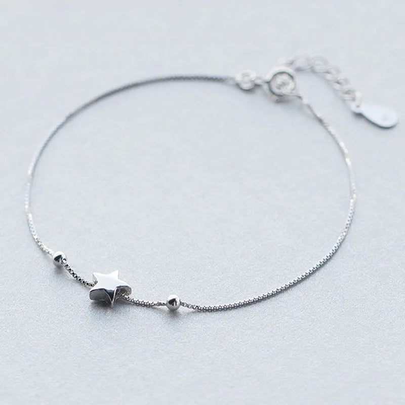 TrustDavis Sterling Silver Star Beads Bracelet Wedding Jewelry