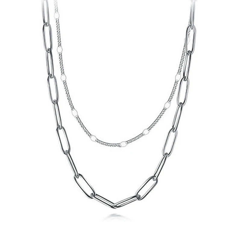 Davis Sweet Choker Necklace Double Link Chain 925 Sterling Silver Jewelry