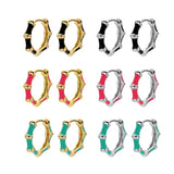 TrustDavis 925 Silver Hoop Earring Enamel Bamboo Gift For Girls - DF026
