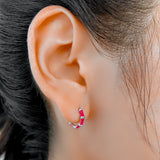 TrustDavis 925 Silver Hoop Earring Enamel Bamboo Gift For Girls - DF026