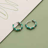 TrustDavis 925 Silver Hoop Earring Enamel Bamboo Gift For Girls - DF026