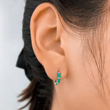 TrustDavis 925 Silver Hoop Earring Enamel Bamboo Gift For Girls - DF026