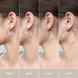 TrustDavis 925 Silver Big Hoop Earrings Girls Gift DS3726
