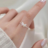 TrustDavis 925 Silver Butterfly Zircon Ring Daddy's Girl Mom Daughter Birthday