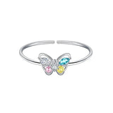 TrustDavis 925 Silver Butterfly Zircon Ring Daddy's Girl Mom Daughter Birthday