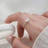 TrustDavis 925 Silver Butterfly Zircon Ring Daddy's Girl Mom Daughter Birthday