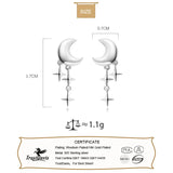 925 Sterling Silver Moon Star Stud Earrings for Daughter Girl