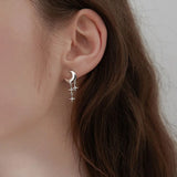 925 Sterling Silver Moon Star Stud Earrings for Daughter Girl