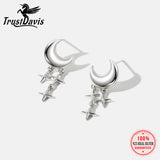 925 Sterling Silver Moon Star Stud Earrings for Daughter Girl