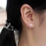 TrustDavis 925 Sterling Silver Flower Stud Earrings 16mm Width Girls Kids Gift