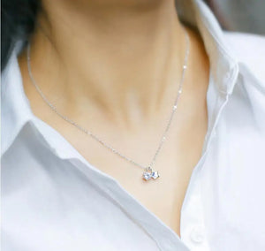 TrustDavis 925 Silver Star Zircon Pendant Short Necklace
