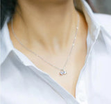 TrustDavis 925 Silver Star Zircon Pendant Short Necklace