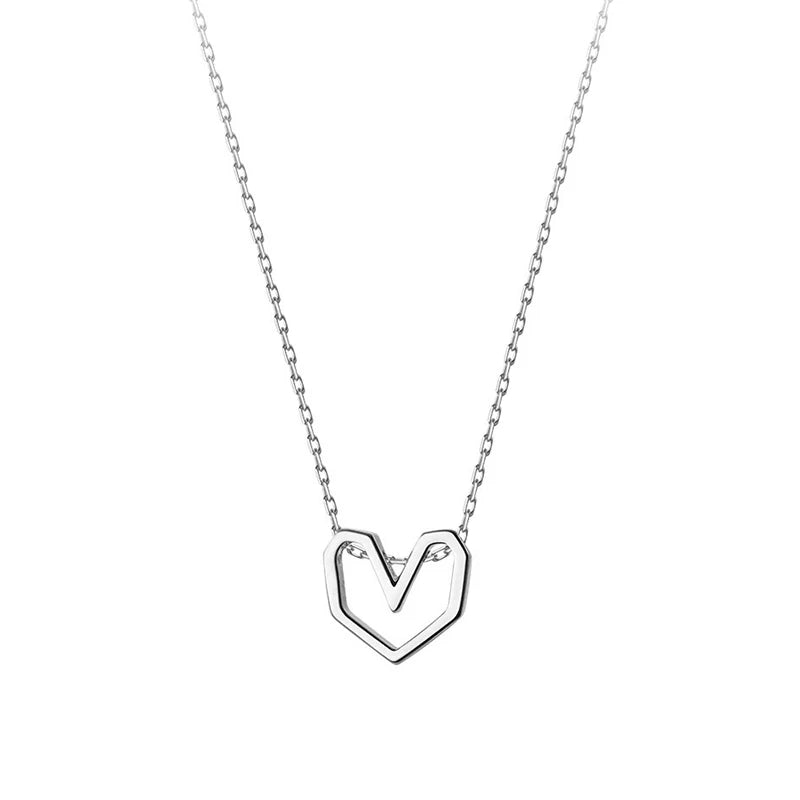 TrustDavis 925 Sterling Silver Heart Pendant Short Necklace