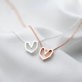 TrustDavis 925 Sterling Silver Heart Pendant Short Necklace