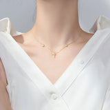 TrustDavis 925 Silver CZ Cross Heart Star Pendant Short Necklace For Women Girls