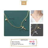 TrustDavis 925 Silver CZ Cross Heart Star Pendant Short Necklace For Women Girls